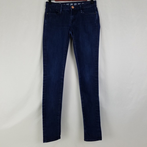 Earnest Sewn Jeans Womens 28 Blue Harlan 93B Cigarette Skinny Low Rise Dark Wash - Picture 1 of 11